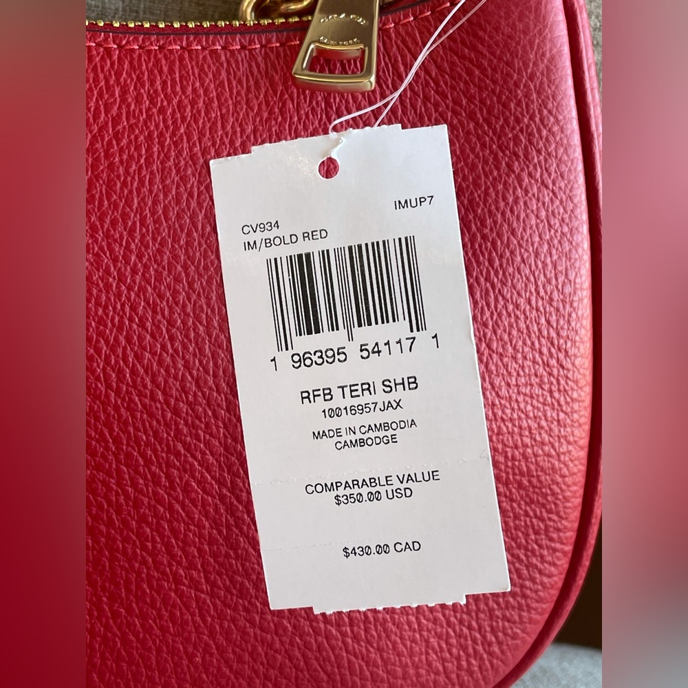 ‼️last one‼️NWT!COACH TERI SHOULDER BAG(COACH CV934)GOLD/BOLD RED Holiday gift - Picture 8 of 16